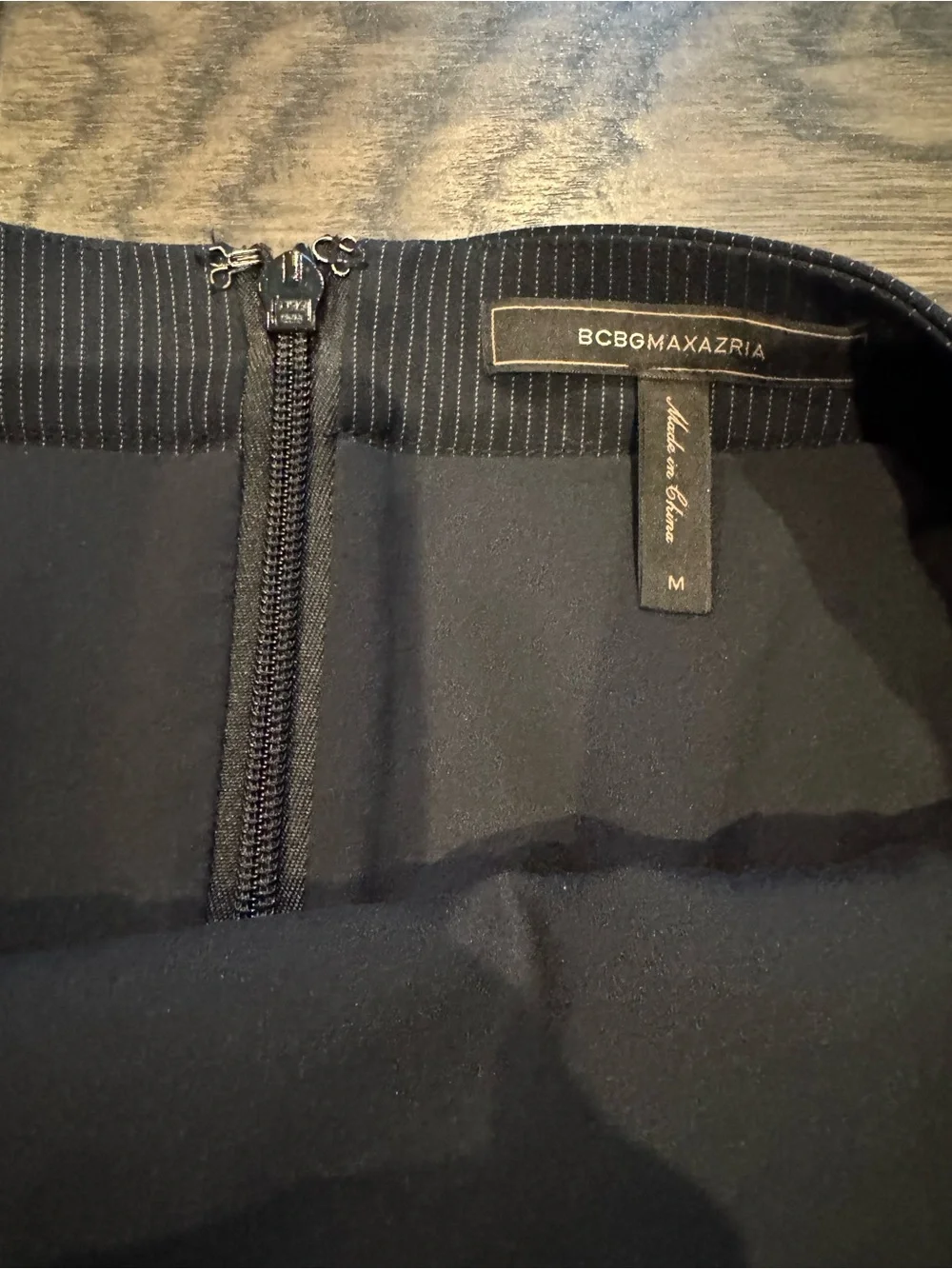 BCBGMaxAzria Navy and White Striped Mini Skirt with Belt Detail